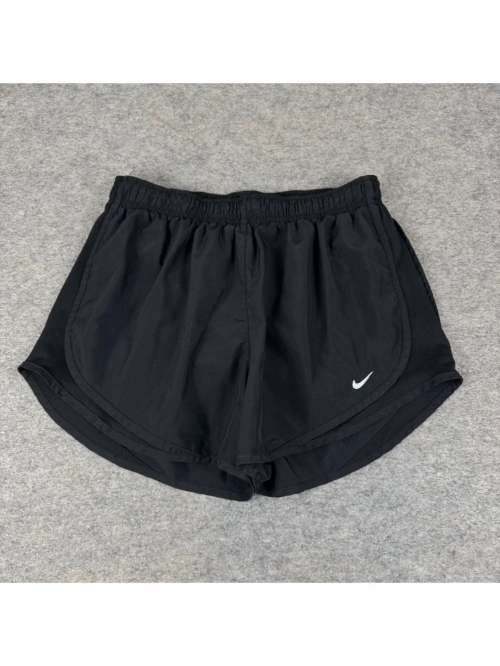 Nike Women's Black Athletic Running Shorts with White Swoosh